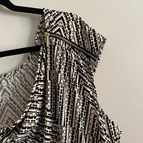 Lane Bryant Womn Plus 26/28 White/Black Boat Neck Zipper Shoulder Sleeveless Top - Picture 4 of 8